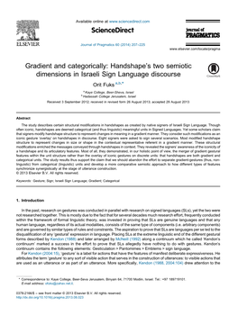 Handshape's Two Semiotic Dimensions in Israeli Sign Language Discourse