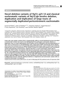 Novel Deletion Variants of 9Q13–Q21.12 and Classical Euchromatic