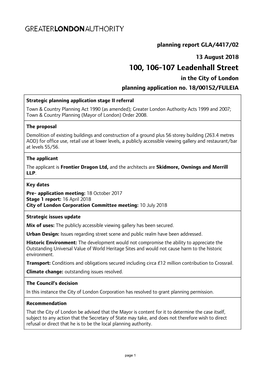 100, 106-107 Leadenhall Street in the City of London Planning Application No