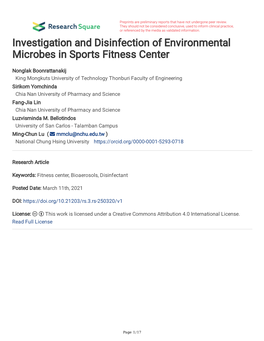 Investigation and Disinfection of Environmental Microbes in Sports Fitness Center