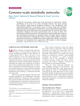 Genome-Scale Metabolic Networks Marco Terzer1 Nathaniel D