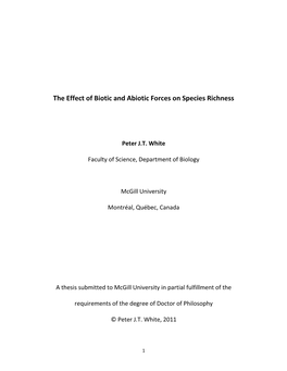 The Effect of Biotic and Abiotic Forces on Species Richness