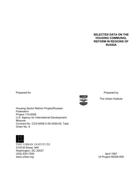 Selected Data on the Housing Communal Reform in Regions of Russia