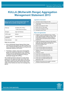 KULLA (Mcilwraith Range) Aggregation Management Statement 2013