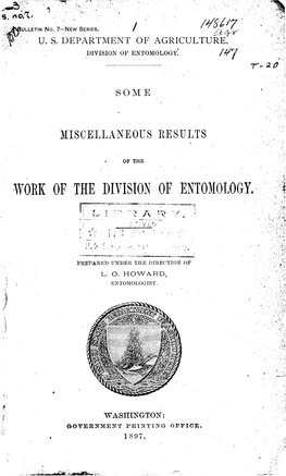 Work of the Division of Entomology