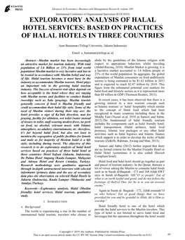 Based on Practices of Halal Hotels in Three Countries