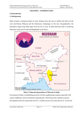 Kaladan Multimodal Transport Project in Mizoram EIA-EMP Report Construction of Road from NH-54 to Indo-Myanmar Border Chapter-1 Introduction