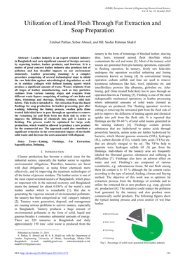 Utilization of Limed Flesh Through Fat Extraction and Soap Preparation