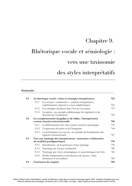 Chapitre 9. Rhétorique Vocale Et Sémiologie : Vers Une Taxinomie Des Styles Interprétatifs