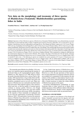 New Data on the Morphology and Taxonomy of Three Species of Rhabdochona (Nematoda: Rhabdochonidae) Parasitizing Fishes in India