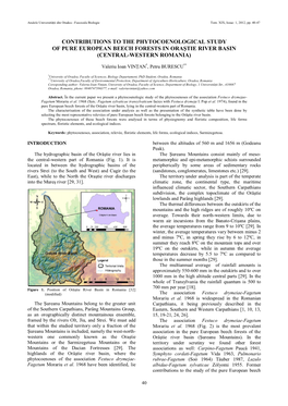 Contributions to the Phytocoenological Study of Pure European Beech Forests in Oraştie River Basin (Central-Western Romania)