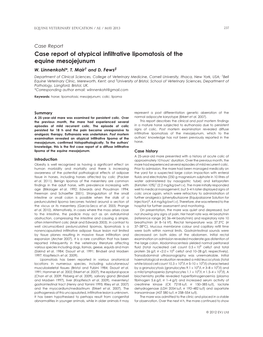 Case Report of Atypical Infiltrative Lipomatosis of the Equine Mesojejunum W