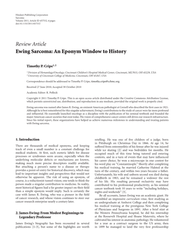 Ewing Sarcoma: an Eponym Window to History