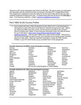 Part I: MDC & LDC Country Profiles