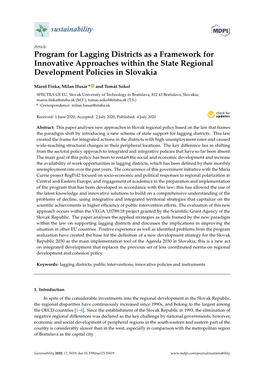 Program for Lagging Districts As a Framework for Innovative Approaches Within the State Regional Development Policies in Slovakia