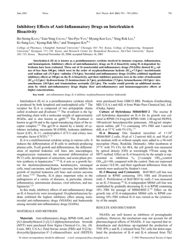 Inhibitory Effects of Anti-Inflammatory Drugs on Interleukin-6 Bioactivity