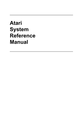 Atari System Reference Manual