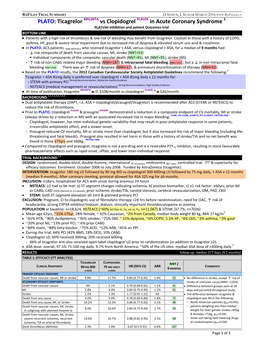 PLATO: Ticagrelor Vs Clopidogrel in Acute Coronary Syndrome