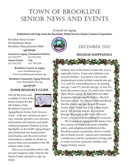 Town of Brookline Senior News and Events