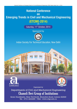 National Conference on Emerging Trends in Civil and Mechanical Engineering, CDGI, Indore, India, Oct