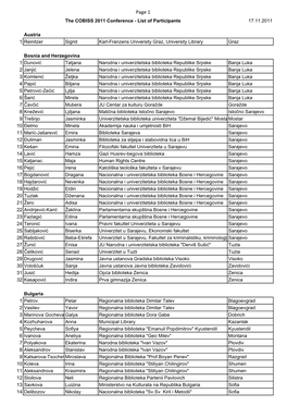 COBISS 2011 Conference Participants