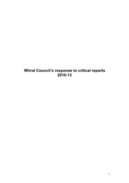 Wirral Council's Response to Critical Reports 2010-13