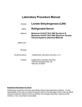 Lactate Dehydrogenase (LDH)