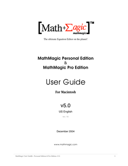 Mathmagic User Guide - Personal Edition & Pro Edition V5.0 1 Contents