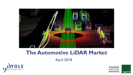 The Automotive Lidar Market April 2018 Market and Technology Overview Market Map LIDAR for AUTOMOTIVE: POTENTIAL OEM