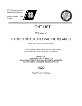 Coast Guard Light List West Coast