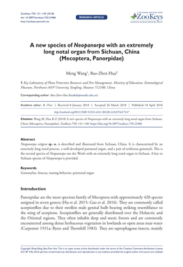 ﻿A New Species of Neopanorpa with an Extremely Long Notal Organ From