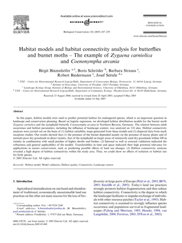 Habitat Models and Habitat Connectivity Analysis for Butterflies