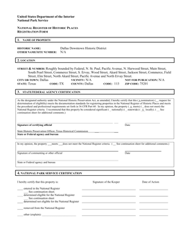 Downtown Dallas National Register Form