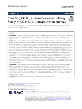 A Recently Evolved Sibling Family of DD34E/Tc1 Transposons in Animals