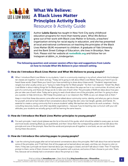 A Black Lives Matter Principles Activity Book Resource & Activity Guide