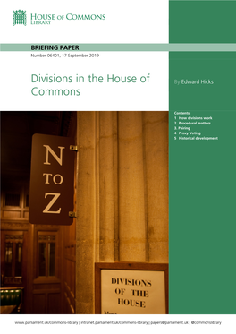 Divisions in the House of Commons