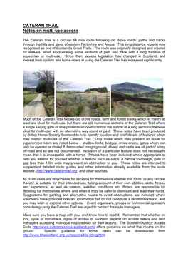 CATERAN TRAIL Notes on Multi-Use Access