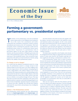 Parliamentary Vs. Presidential System