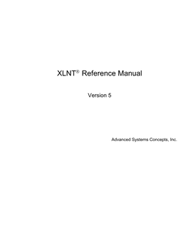 XLNT V5 SP1 Reference Manual