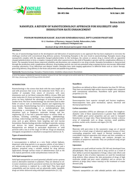 Nanoplex: a Review of Nanotechnology Approach for Solubility and Dissolution Rate Enhancement