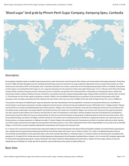 Land Grab by Phnom Penh Sugar Company, Kampong Speu, Cambodia | Ejatlas 8/15/20, 2:18 AM