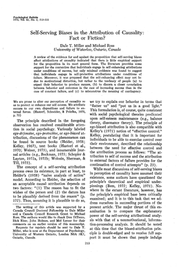 Self-Serving Biases in the Attribution of Causality: Fact Or Fiction? Dale T