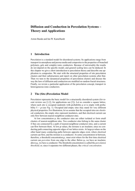 Diffusion and Conduction in Percolation Systems – Theory and Applications