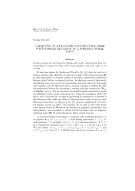 A Sequent Calculus for Constructive Logic with Strong Negation As a Substructural Logic