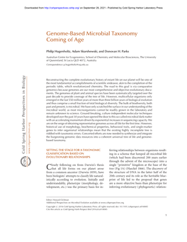 Genome-Based Microbial Taxonomy Coming of Age