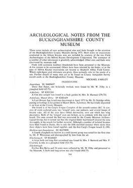 Archaeological Notes from Bucks County Museum, the Museum