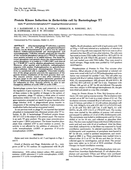 Protein Kinase Induction in Escherichia Coli by Bacteriophage T7 (Early T7 Protein/Serylphosphate/UV Mappikig/Ribosomal Proteins) H