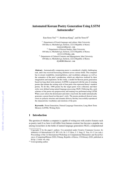 Automated Korean Poetry Generation Using LSTM Autoencoder?