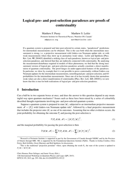 Logical Pre- and Post-Selection Paradoxes Are Proofs of Contextuality