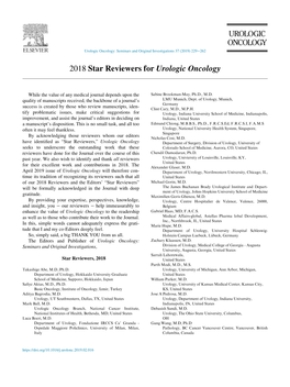 2018 Star Reviewers for Urologic Oncology